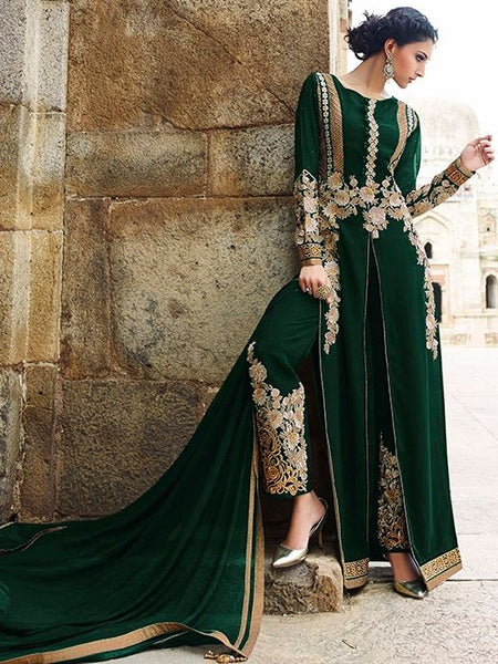 Green Indian Designer Fancy Salwar Suit - Trendy Wear