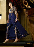 Navy Blue Royal Georgette Pant Style Designer Suit - Elegant Look