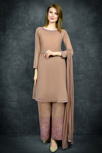 Beige Indian Pakistani Style Salwar Suit