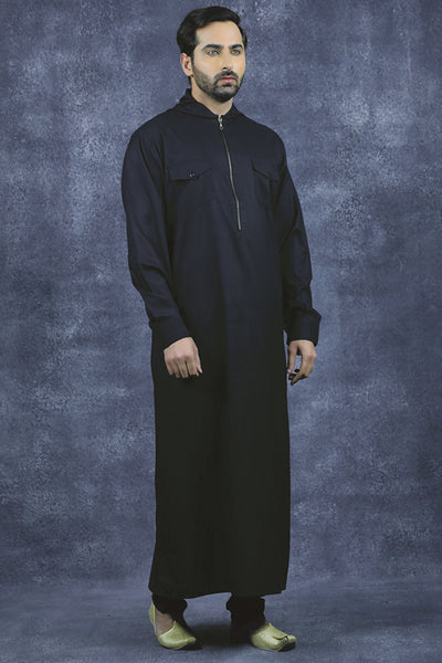 Black Arabic Style Jubba Suit - Asian Party Wear