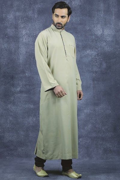 Beige Omani Style Thobe Jubba - Asian Party Wear