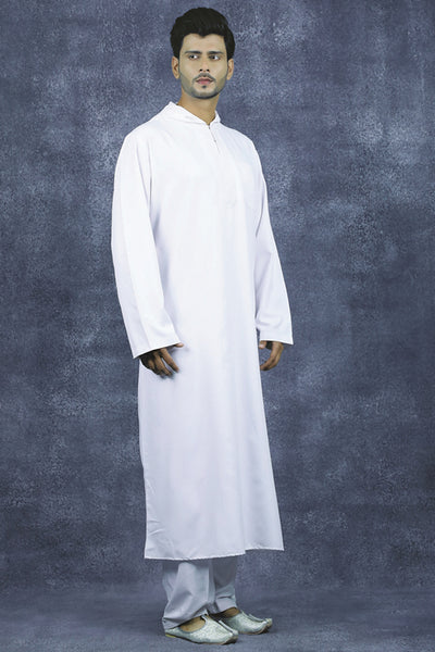 Comfortable White Cotton Jubba for Men | Breathable Islamic Wear