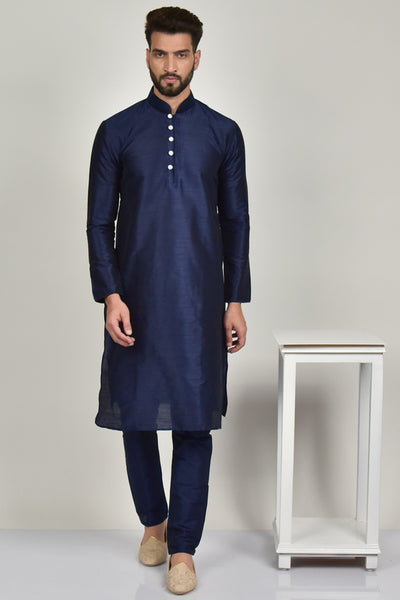 Navy Blue Indian Mens Casual Kurta Pajama - Asian Party Wear