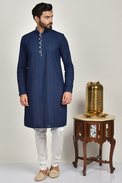 Navy Blue Pakistani Boys Eid Kurta Pajama - Asian Party Wear