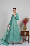 Dark Mint Shimmering Party Wear Gown | Elegant Evening Dress