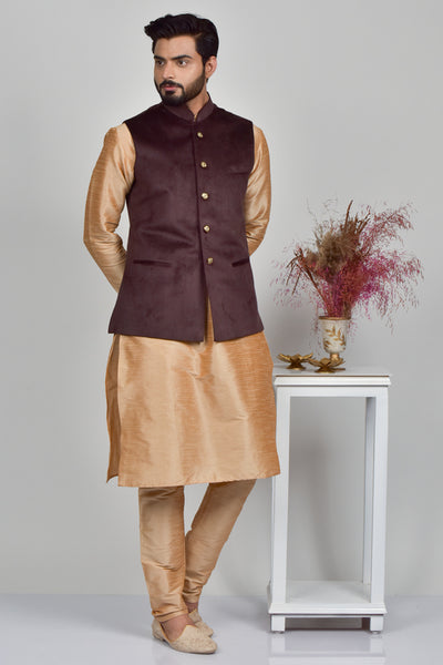Brown Indian Boys Waistcoat - Asian Party Wear