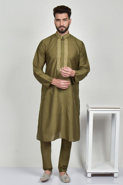 Mehndi Green Mens Wedding Kurta Pajama Suit - Asian Party Wear