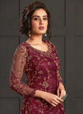 Red Heavy Embellished Jacket Style Indian Salwar Suit | Luxury