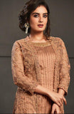 Peach Embellished Jacket Style Indian Party Dress | Luxury