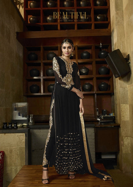 Black Indian Designer Party Evening Wear Suit - Elegant Outfit