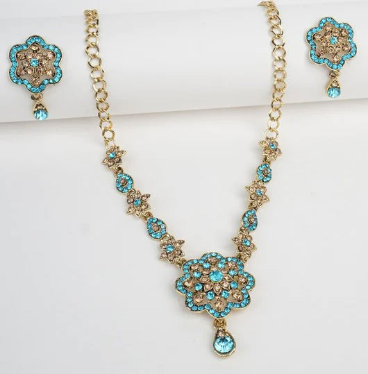 Aqua Necklace & Earring Wedding Set