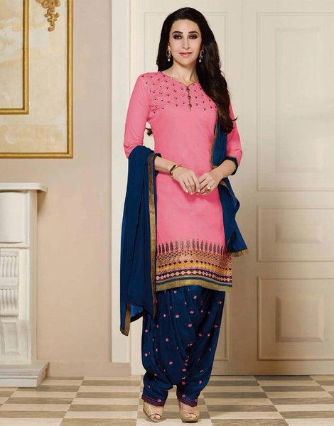 Pink Blue Bollywood Style Patiala Suit | Designer Party Wear