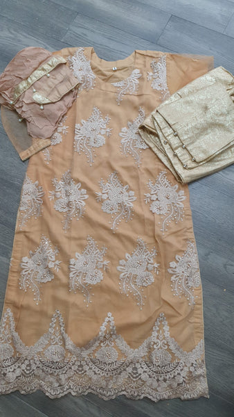 Almond Peach Pakistani Wedding Suit | Bridal Party Wear