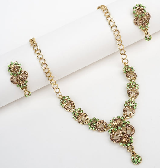 Elegant Mint Green Gold Pakistani Bridal Jewellery Set