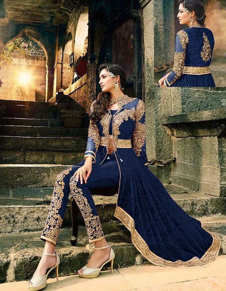 Navy Blue Indian Formal Wedding Dress - Elegant Bridal Attire