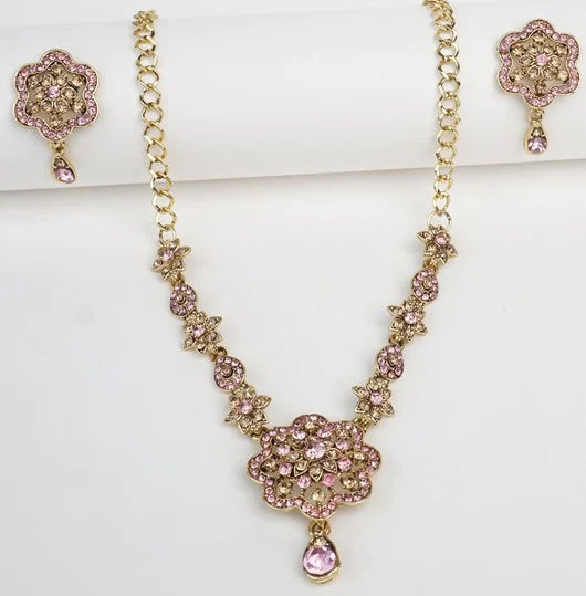 Pink Indian Wedding Bridal Necklace Earring Set