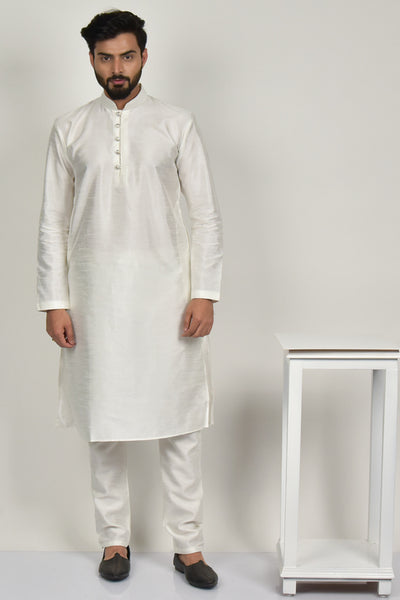 White Readymade Designer Men's Kurta Pajama