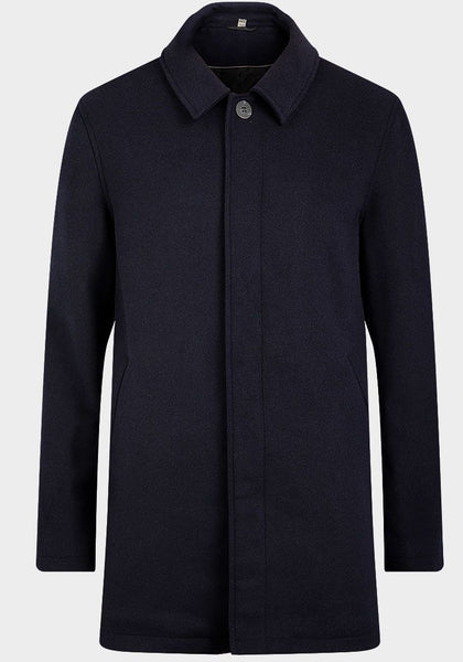 Dark Blue Men's Wool Blend Winter Topcoat | Classic Overcoat