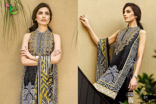 Black Lawn Salwar Suit Pakistani Casual Dress - Asian Party Wear