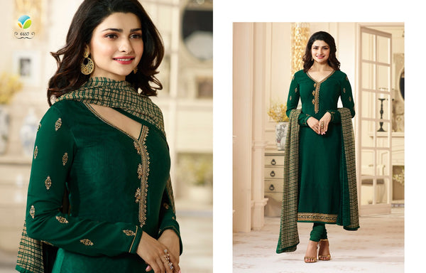 Green Royal Kaseesh Crepe Silkina Designer Salwar Suit - Asian Party Wear