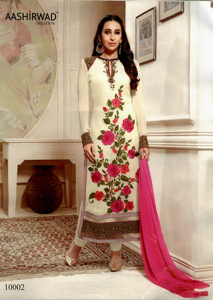 CREAM AND PINK DRESS KARISHMA KAPOOR SUIT - Asian Party Wear