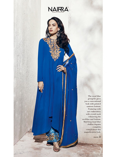 Royal Blue Pakistani Designer Dress Fancy Party Wear - Asian Party Wear