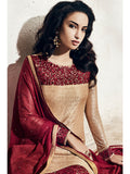 Beige & Red Mehndi Wedding Salwar Suit Indian Ethnic Dress - Asian Party Wear
