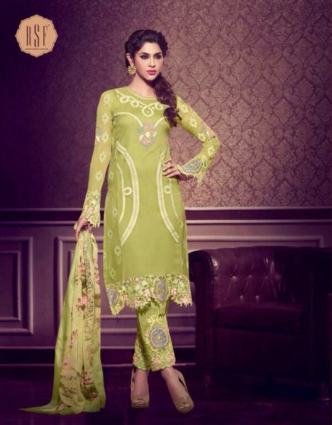 Green Punjabi Suit Indian Designer Salwar Kameez - Asian Party Wear
