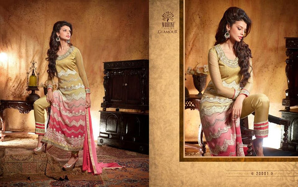 Pink and Yellow Mohini Wedding Salwar Suit - Asian Party Wear