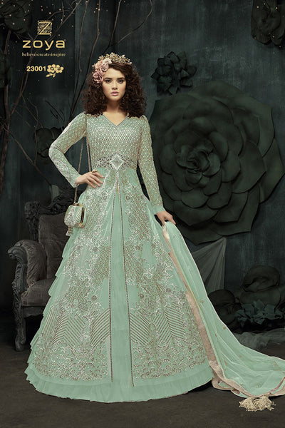FIROZI INDIAN DESIGNER WEDDING AND BRIDAL ANARKALI GOWN - Asian Party Wear