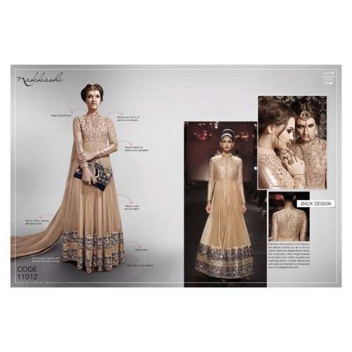 Gold Heavy Embroidered Gown Indian Ethnic Wedding Dress - Asian Party Wear