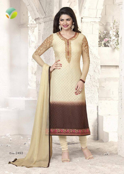 Beige Indian Designer Salwar Kameez Suit - Asian Party Wear