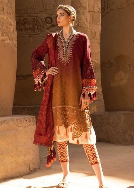 Maroon Casual Style Pakistani Designer Lawn Suit - Asian Party Wear