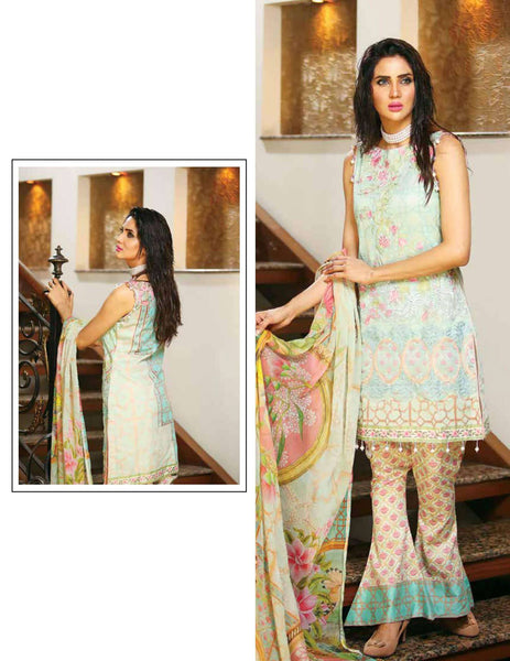 ESHAISHA D-10 LAWN EMBROIDERED SUMMER WEAR SUIT - Asian Party Wear