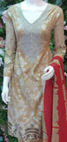 SUNLIGHT BEIGE PEPLUM INDIAN PAKISTANI READYMADE LAWN SUIT - Asian Party Wear