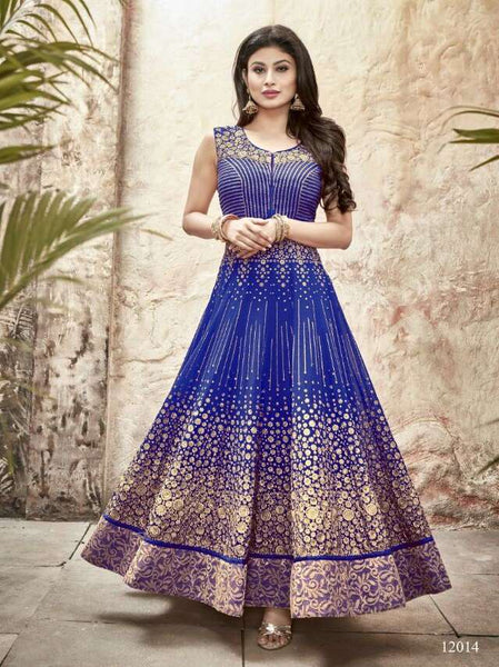 Blue Anarkali Suit Indian Hot Party Gown - Asian Party Wear