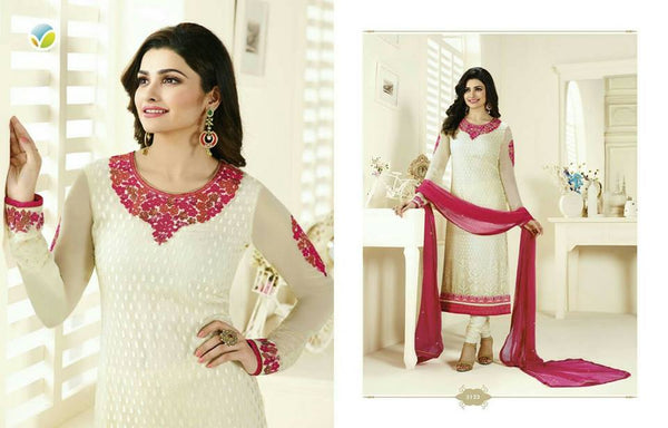 K3123 CREAM KASEESH PRACHI MAGICAL BRASSO SUIT - Asian Party Wear