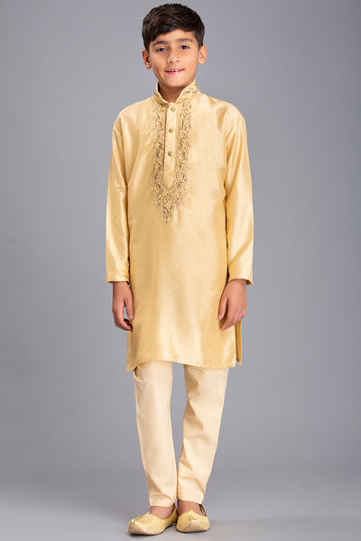 Gold and Cream Indian Ethnic Wear Boys Kurta Pajama - Asian Party Wear