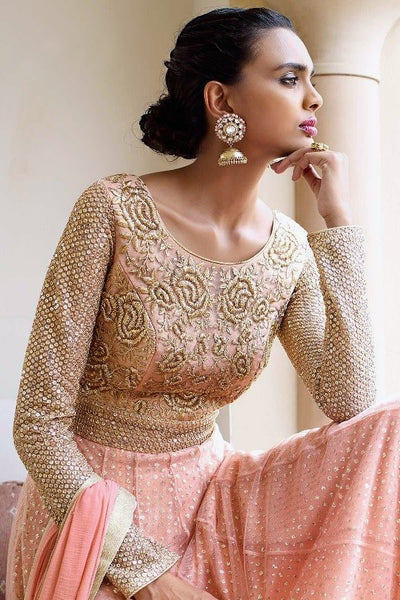 Peach and gold indian cheap dress