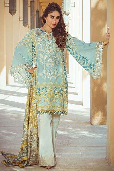 Pakistani Designer Kareena Kapoor Lawn Salwar Suit - Asian Party Wear