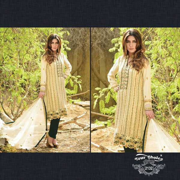 FMN-2132 BEIGE FEMEENA-2 PARTY WEAR SALWAR KAMEEZ SUIT - Asian Party Wear