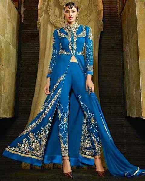 9102 ROYAL BLUE AAFREEN ADAA VOL 2 DESIGNER PANT STYLE SUIT - Asian Party Wear