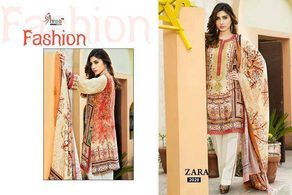 2028 ZARA PRINTED E SEMI LAWN COTTON SALWAR KAMEEZ SUIT - Asian Party Wear