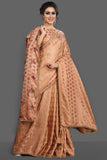 ORANGE PEEL INDIAN JACKET STYLE ETHNIC WEAR SAREE - Asian Party Wear