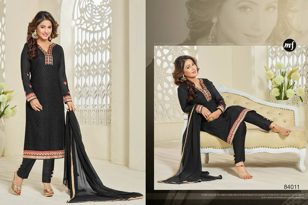 Black Mf Akhshina Readymade Embroidered Churidar Suit - Asian Party Wear