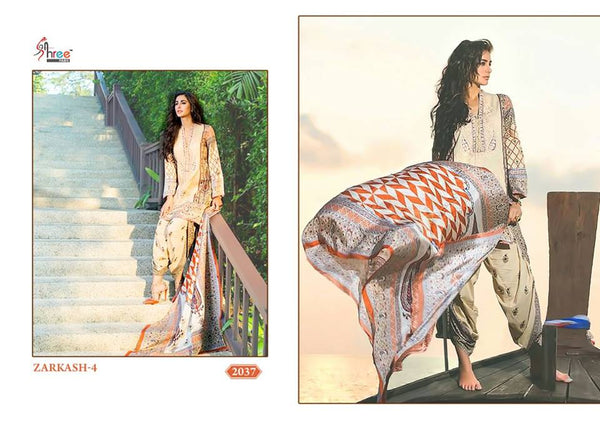 ZK2037 ZARKASH-4 PRINTED CAMBRIC COTTON READY MADE SUIT - Asian Party Wear