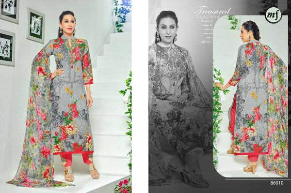 Grey Printed Lawn Suit Indian Summer Salwar Kameez - Asian Party Wear