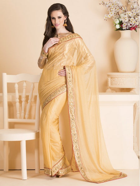 Gold Designer Saree - Asian Party Wear