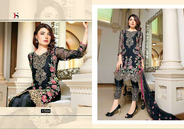 BAROQUE INSPIRED READYMADE BLACK DESIGNER SUIT - Asian Party Wear