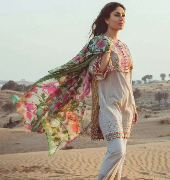Rose Gold Summer Suit Pakistani Designer Lawn Salwar kameez - Asian Party Wear